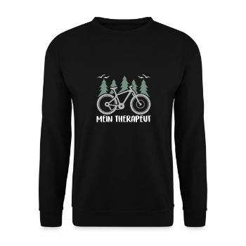 Fahrrad Biken ist mein Therapeut meine Therapie - Unisex Pullover - Schwarz - Vorne - Alina (178cm) & Michal (187cm)