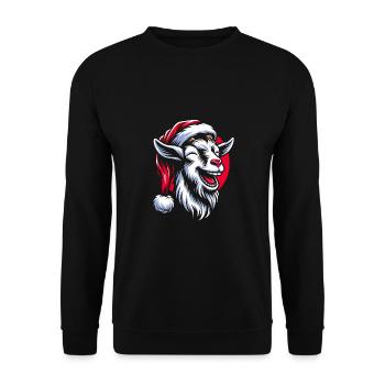 Drôle de chèvre de Noël avec chapeau de Père Noël - Sweat-shirt Unisexe - noir - Devant - Alina (178cm) & Michal (187cm)