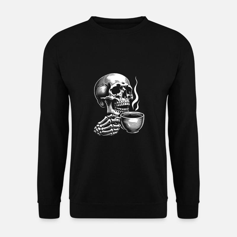 Skull with Coffee Mug Coffee - Unisex Sweatshirt - black