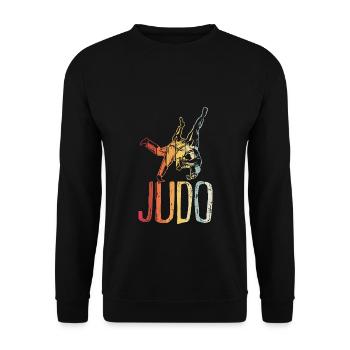 Vintage Judo Retro Judoka - Unisex Pullover - Schwarz - Vorne - Alina (178cm) & Michal (187cm)