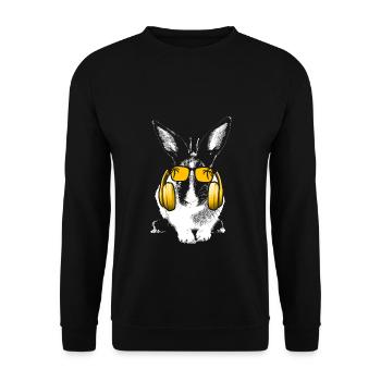 Hase Tierfans Kopfhörer Sonnenbrille Haustier Hase - Unisex Pullover - Schwarz - Vorne - Alina (178cm) & Michal (187cm)