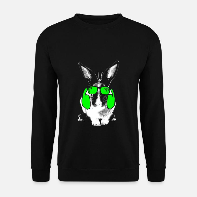 Hase Tierliebhaber Kopfhörer Sonnenbrille Haustier - Unisex Pullover - Schwarz