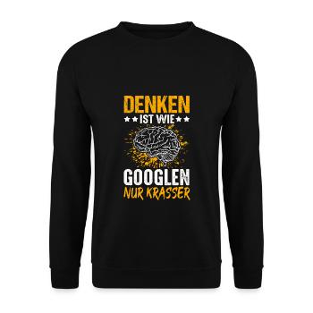 Denken Ist Wie Googlen Nur Krasser Gehirn Informat - Unisex Pullover - Schwarz - Vorne - Alina (178cm) & Michal (187cm)