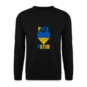 FK Putin, Puck Futin, Stand with Ukraine, Anti War - Unisex Sweatshirt - black - Front - Alina (178cm) & Michal (187cm)