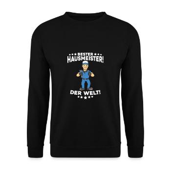 Bester Hausmeister der Welt Lustiger Spruch - Unisex Pullover - Schwarz - Vorne - Alina (178cm) & Michal (187cm)