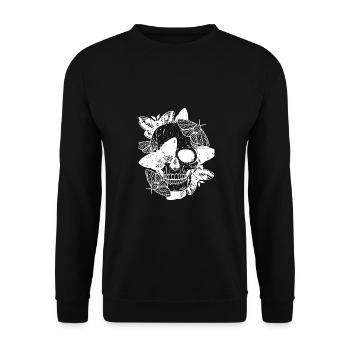 Tête de mort avec des papillons - Sweat-shirt Unisexe - noir - Devant - Alina (178cm) & Michal (187cm)