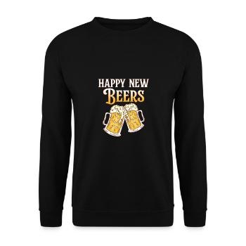 Happy New Beers für Männer Silvester Männer - Unisex Pullover - Schwarz - Vorne - Alina (178cm) & Michal (187cm)