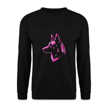 Malinois, tête de chien, dessin rose - Sweat-shirt Unisexe - noir - Devant - Alina (178cm) & Michal (187cm)