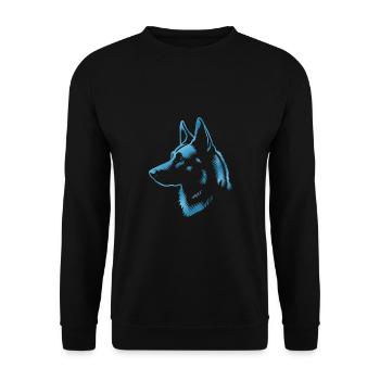 Malinois, Tête De Chien, Dessin Bleu - Sweat-shirt Unisexe - noir - Devant - Alina (178cm) & Michal (187cm)