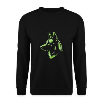 Malinois, Dog Head, Drawing Green - Unisex Sweatshirt - black - Front - Alina (178cm) & Michal (187cm)