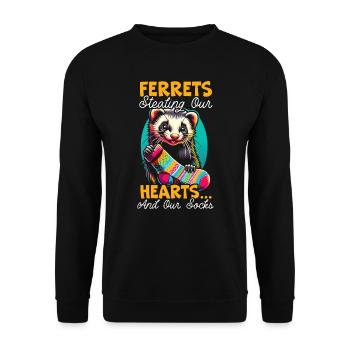 Funny ferret lover weasel mammal animal - Unisex Sweatshirt - black - Front - Alina (178cm) & Michal (187cm)