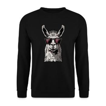 Funny Llama Alpaca - Unisex Sweatshirt - black - Front - Alina (178cm) & Michal (187cm)