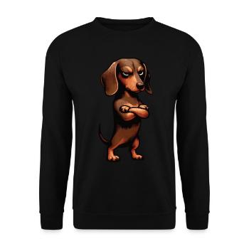 Dackel Dackelbesitzer Dackelliebhaber Dachshund - Unisex Pullover - Schwarz - Vorne - Alina (178cm) & Michal (187cm)