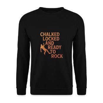 Chalked Locked And Ready To Rock Rock Climber Boul - Unisex Pullover - Schwarz - Vorne - Alina (178cm) & Michal (187cm)