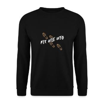 Nix wie raus - Zelten Wandern Trekking Bergsteigen - Unisex Pullover - Schwarz - Vorne - Alina (178cm) & Michal (187cm)
