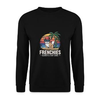 Cool Frenchie French Bulldog on the Beach - Unisex Sweatshirt - black - Front - Alina (178cm) & Michal (187cm)