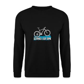 Schneller Opa fährt Mountainbike Rennrad - Unisex Pullover - Schwarz - Vorne - Alina (178cm) & Michal (187cm)