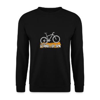 Schneller Opa fährt Mountainbike Rennrad - Unisex Pullover - Schwarz - Vorne - Alina (178cm) & Michal (187cm)