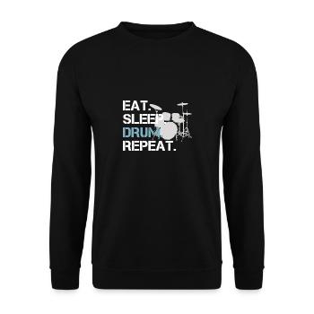 Schlagzeug Eat Sleep Drum Repeat Drums - Unisex Pullover - Schwarz - Vorne - Alina (178cm) & Michal (187cm)