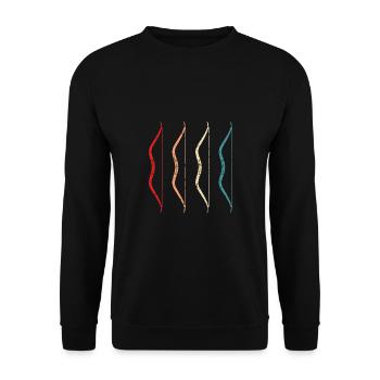 Bogensport Vintage Bogenschießen Geschenk - Unisex Pullover - Schwarz - Vorne - Alina (178cm) & Michal (187cm)