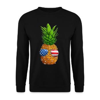 Pineapple 4th of July American Flag USA - Unisex Pullover - Schwarz - Vorne - Alina (178cm) & Michal (187cm)