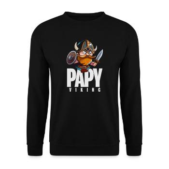 Opa Wikinger lustig Zeichnung Humor Berserker Walhalla - Unisex Pullover - Schwarz - Vorne - Alina (178cm) & Michal (187cm)