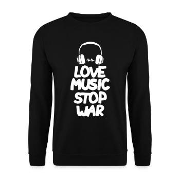 L’amour La musique arrête la guerre - Sweat-shirt Unisexe - noir - Devant - Alina (178cm) & Michal (187cm)