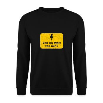 Volt Ihr Watt von mir Elektriker Geschenk - Unisex Pullover - Schwarz - Vorne - Alina (178cm) & Michal (187cm)