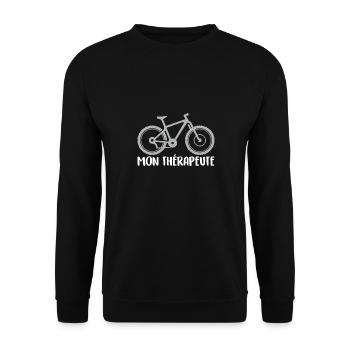 Mon vélo est mon thérapeute. Graphisme cycliste - Sweat-shirt Unisexe - noir - Devant - Alina (178cm) & Michal (187cm)