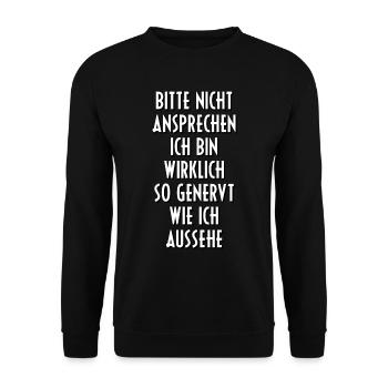 Genervt Spruch Sprüche Geschenk Geschenkidee - Unisex Pullover - Schwarz - Vorne - Alina (178cm) & Michal (187cm)