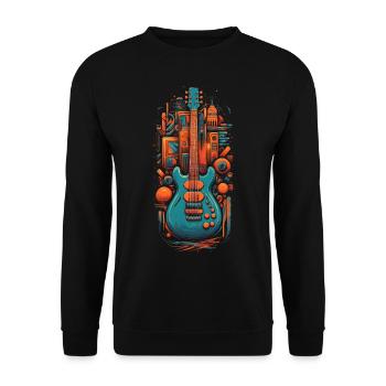 Retro Base Guitar - Unisex Sweatshirt - black - Front - Alina (178cm) & Michal (187cm)
