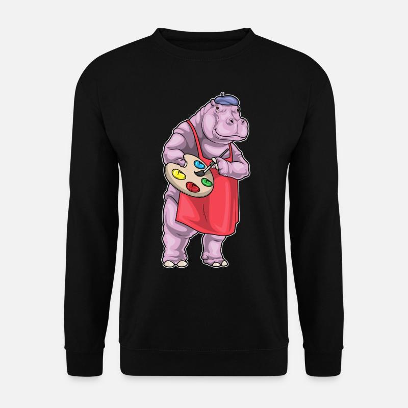 Hippopotamus Painter Brush Painting - Unisex Sweatshirt - black