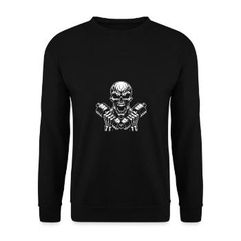 No Limit Workout Bodybuilding Skull with Dumbbell - Unisex Sweatshirt - black - Front - Alina (178cm) & Michal (187cm)