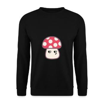 Fliegenpilz Genervt Kawaii - Unisex Pullover - Schwarz - Vorne - Alina (178cm) & Michal (187cm)