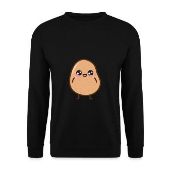 Potato Smile Kawaii - Unisex Sweatshirt - black - Front - Alina (178cm) & Michal (187cm)