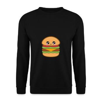 Burger Fast Food Doux Kawaii - Sweat-shirt Unisexe - noir - Devant - Alina (178cm) & Michal (187cm)