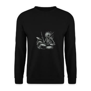 Squelette de crâne de batteur sur la batterie - Sweat-shirt Unisexe - noir - Devant - Alina (178cm) & Michal (187cm)