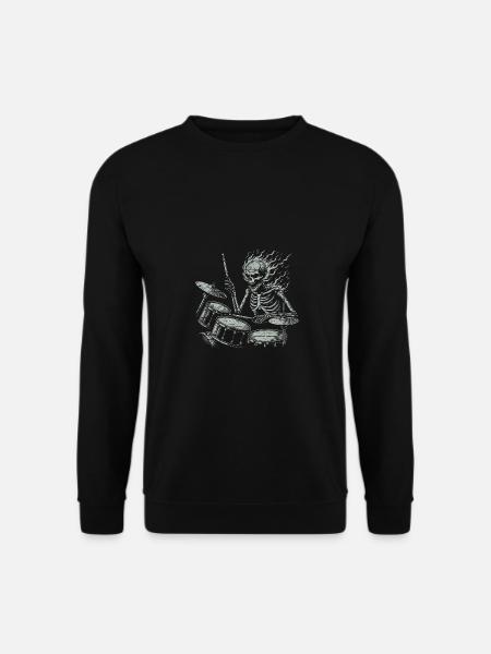 Drummer Skull Skelett am Drumset - Unisex Pullover - Schwarz