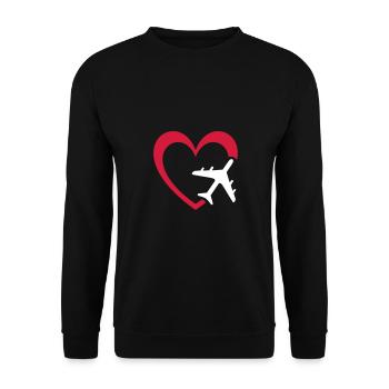 Plane and heart - Unisex Sweatshirt - black - Front - Alina (178cm) & Michal (187cm)