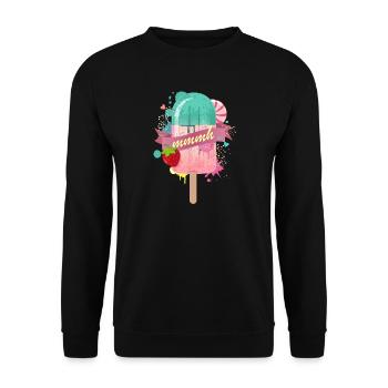 popsicle with strawberry - Unisex Sweatshirt - black - Front - Alina (178cm) & Michal (187cm)