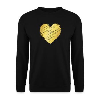 Golden Brush Heart – Elegant Heart Motif - Unisex Sweatshirt - black - Front - Alina (178cm) & Michal (187cm)