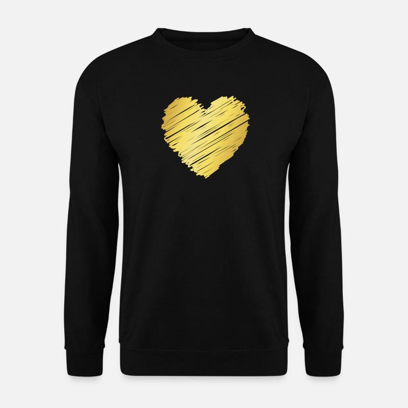 Goldenes Pinselherz – Elegantes Herz Motiv - Unisex Pullover - Schwarz