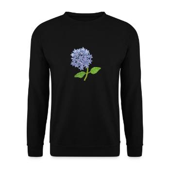gestickte Hortensie - Unisex Pullover - Schwarz - Vorne - Alina (178cm) & Michal (187cm)