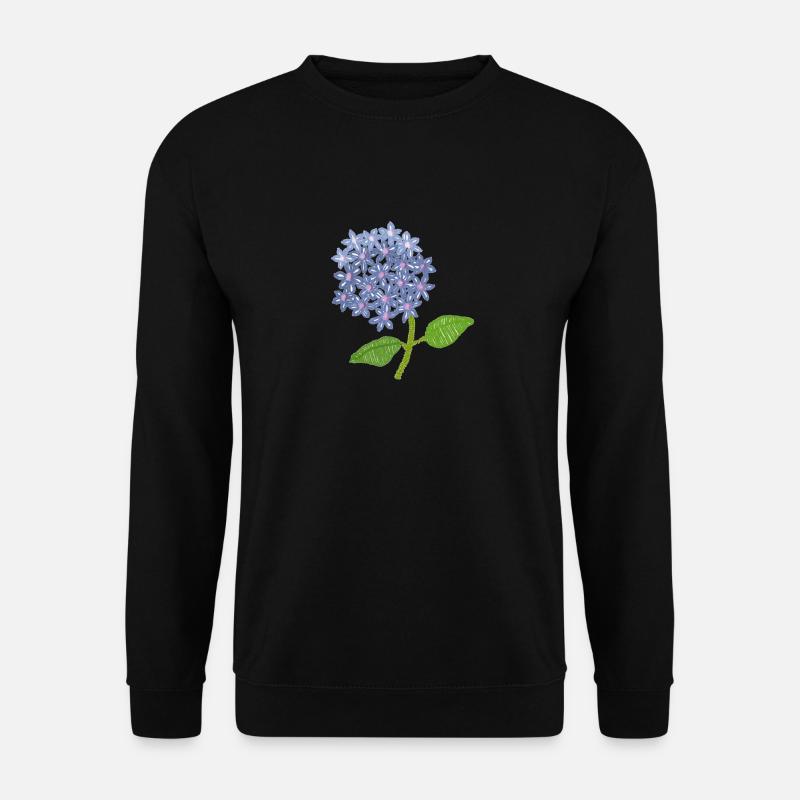 gestickte Hortensie - Unisex Pullover - Schwarz