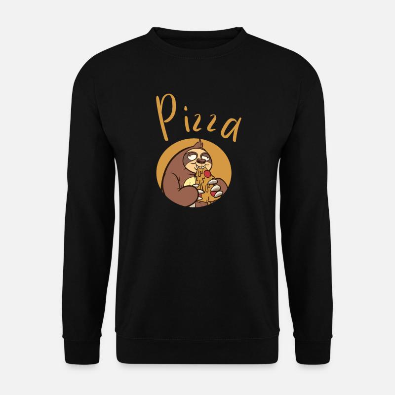 Fun sloth with pizza - Unisex Sweatshirt - black