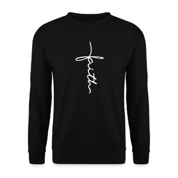 Faith Cross Script - Unisex Sweatshirt - black - Front - Alina (178cm) & Michal (187cm)