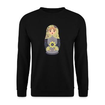 Traditionelle russische Matroschka Puppe - Unisex Pullover - Schwarz - Vorne - Alina (178cm) & Michal (187cm)