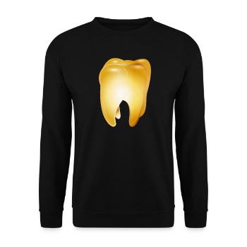 Une dent d’or comme symbole du succès et de l’argent - Sweat-shirt Unisexe - noir - Devant - Alina (178cm) & Michal (187cm)