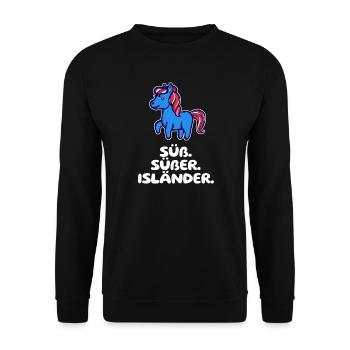Islandponys Statement Islandpferde Pony Pferdenarr - Unisex Pullover - Schwarz - Vorne - Alina (178cm) & Michal (187cm)
