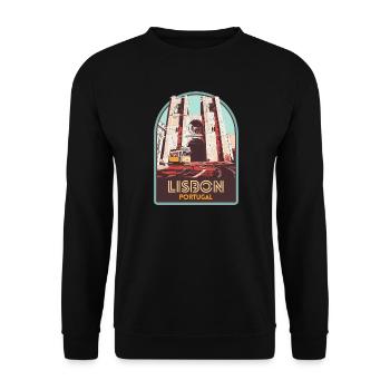 Lisbonne, belle ville Portugal cathedrale tramway - Sweat-shirt Unisexe - noir - Devant - Alina (178cm) & Michal (187cm)